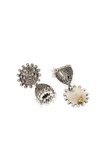 Silver Oxidised Finish Dangler Earrings In Sterling Silver