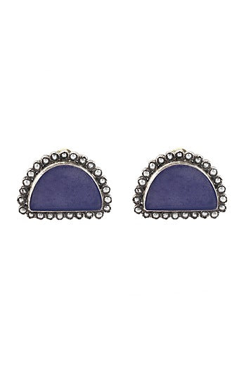 Purple Stone Handcrafted Earrings In Sterling Silver