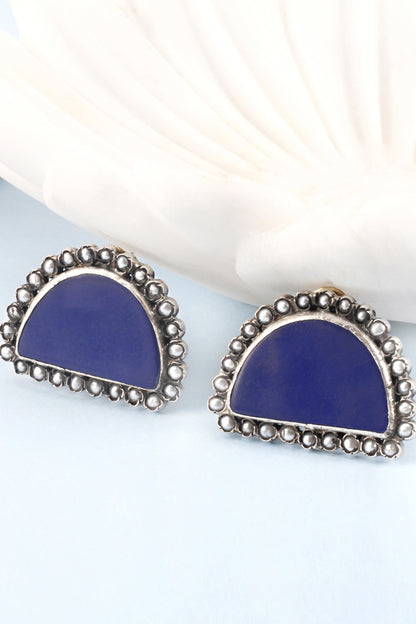 Purple Stone Handcrafted Earrings In Sterling Silver