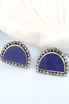 Purple Stone Handcrafted Earrings In Sterling Silver