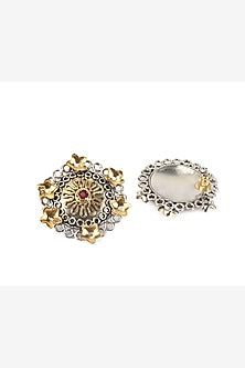 Gold Finish Stud Earrings In Sterling Silver