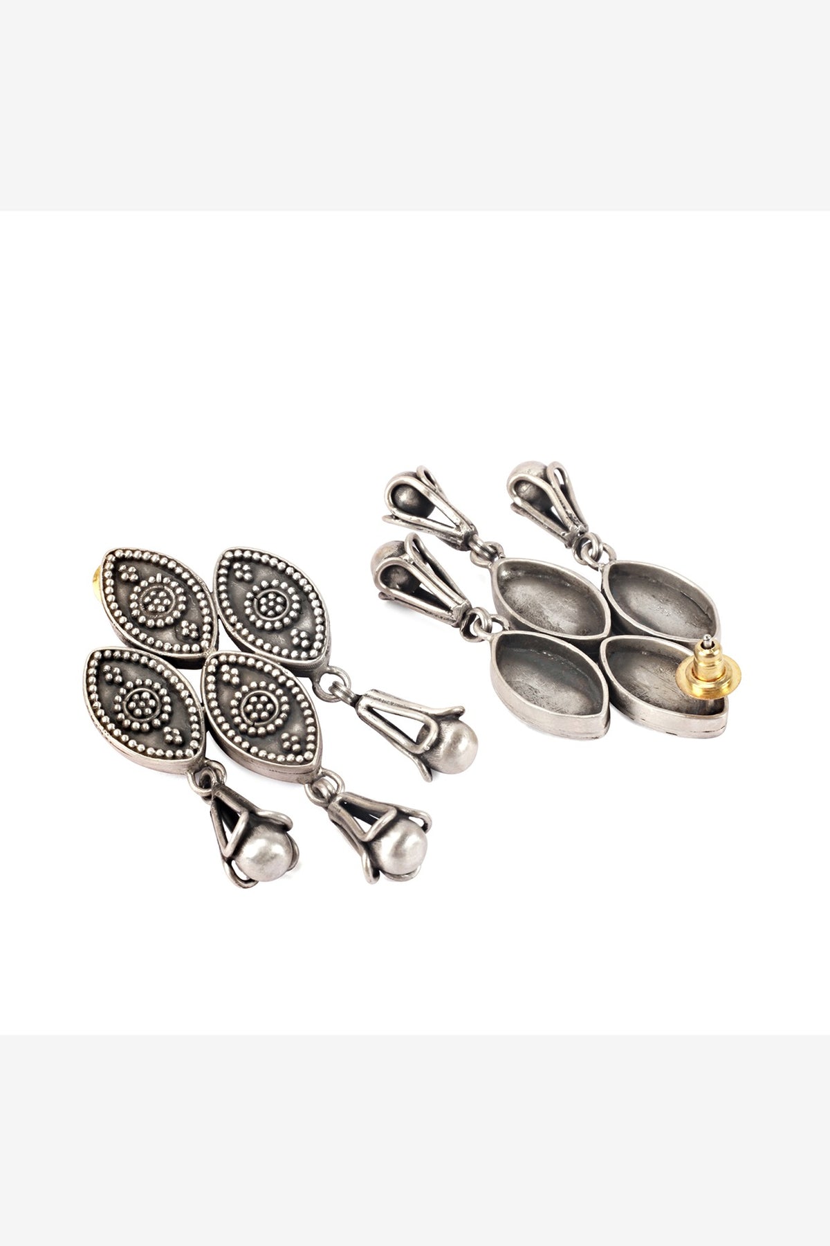 Silver Handcrafted Stud Earrings In Sterling Silver