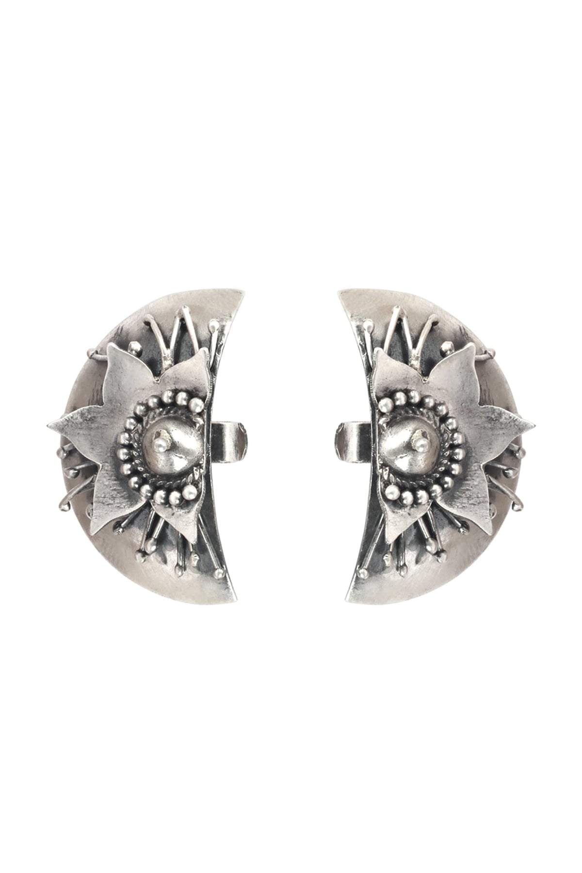 Silver Handcrafted Stud Earrings In Sterling Silver