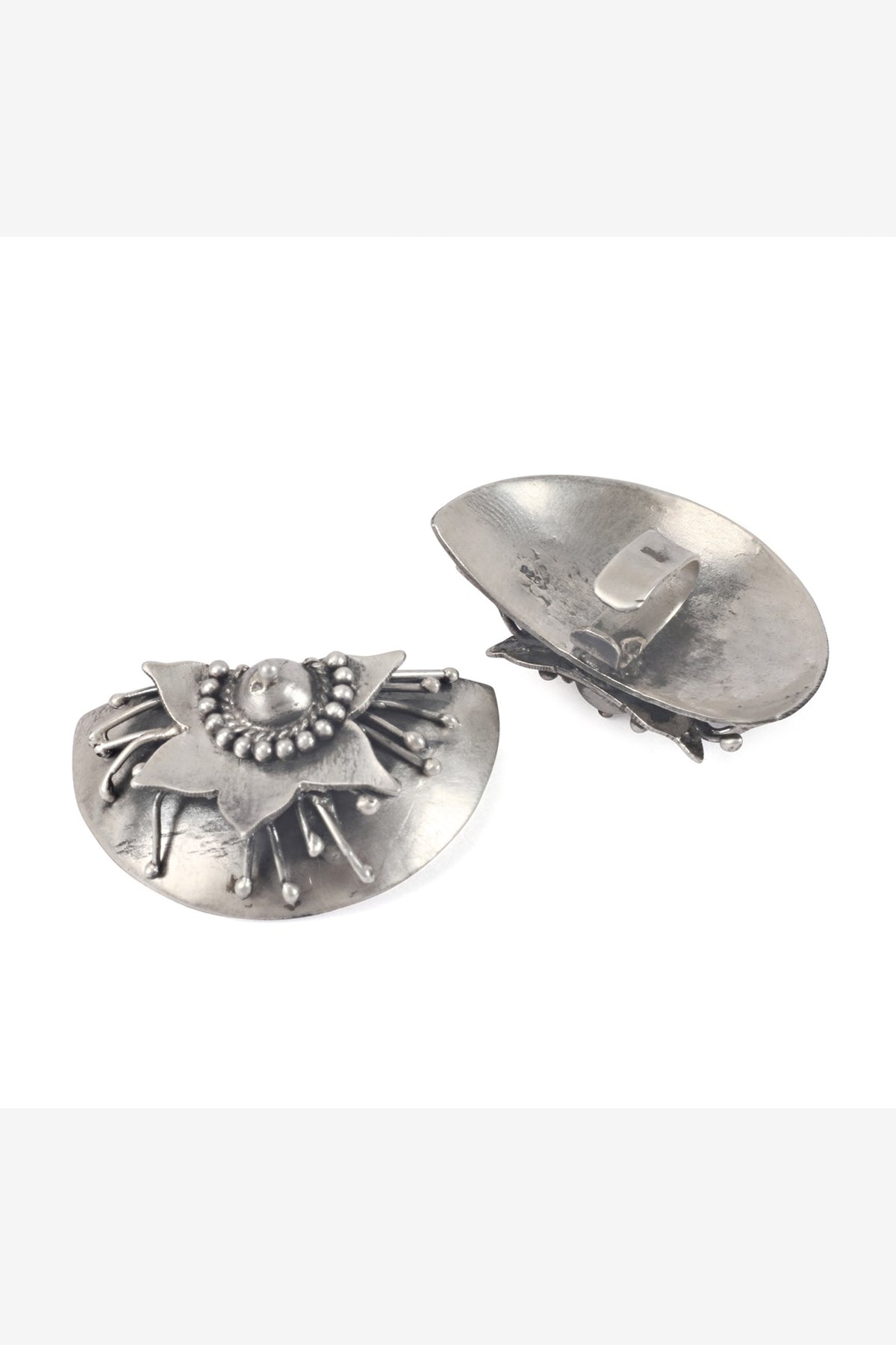 Silver Handcrafted Stud Earrings In Sterling Silver