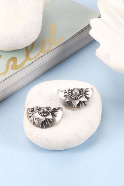 Silver Handcrafted Stud Earrings In Sterling Silver