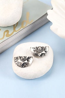Silver Handcrafted Stud Earrings In Sterling Silver