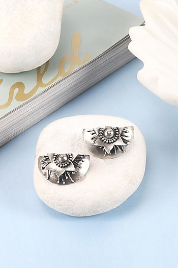 Silver Handcrafted Stud Earrings In Sterling Silver