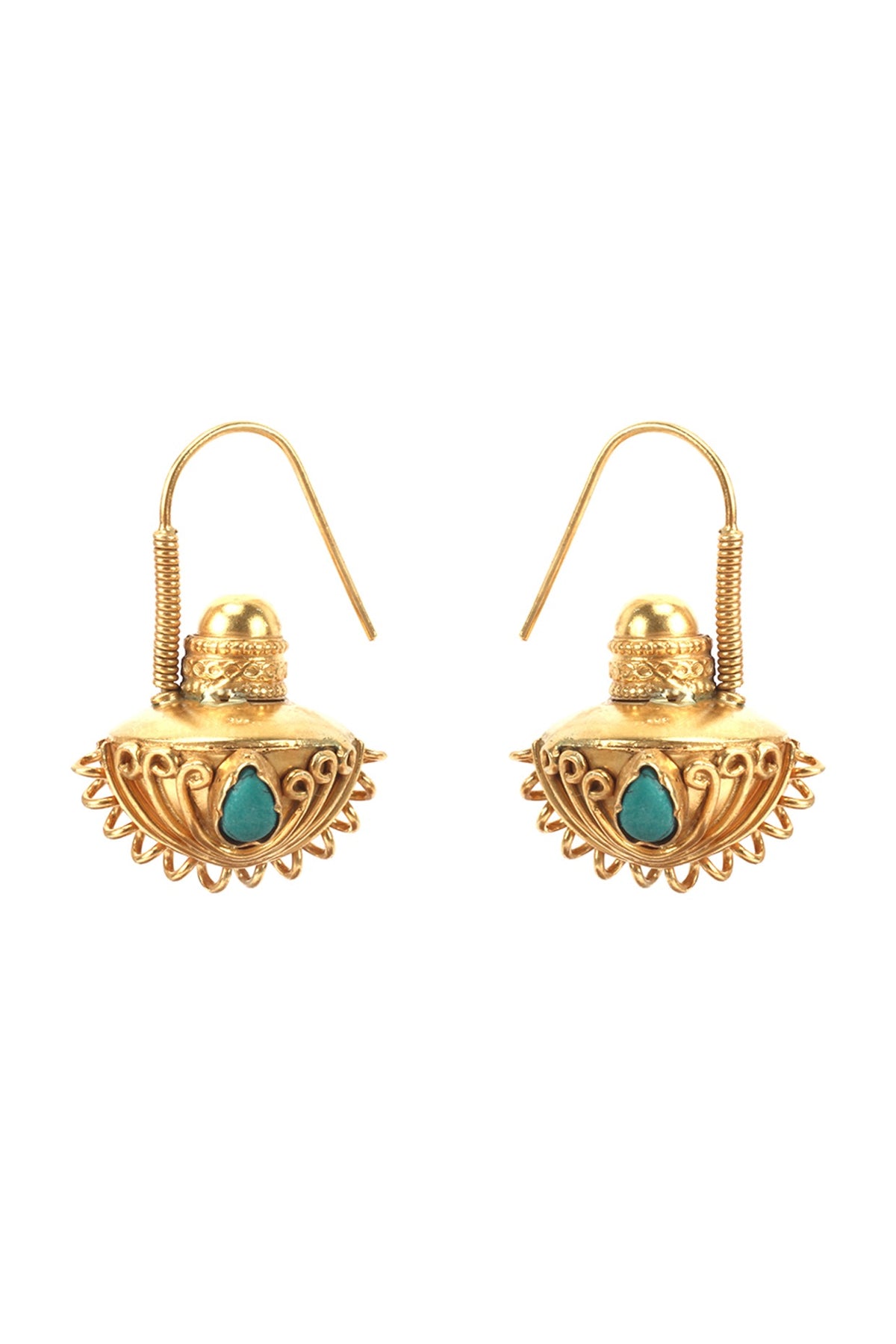 Gold Finish Handcrafted Earrings In Sterling Silver