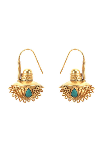 Gold Finish Handcrafted Earrings In Sterling Silver
