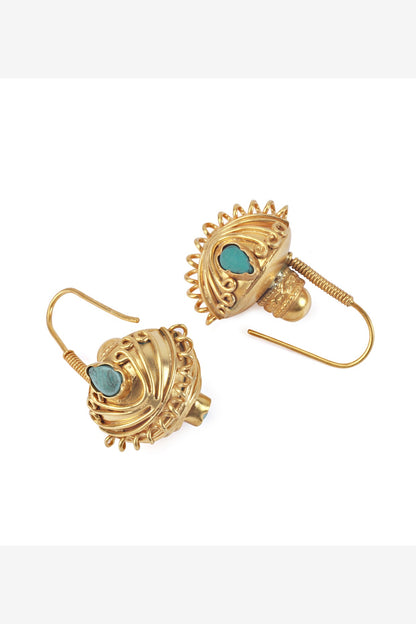 Gold Finish Handcrafted Earrings In Sterling Silver