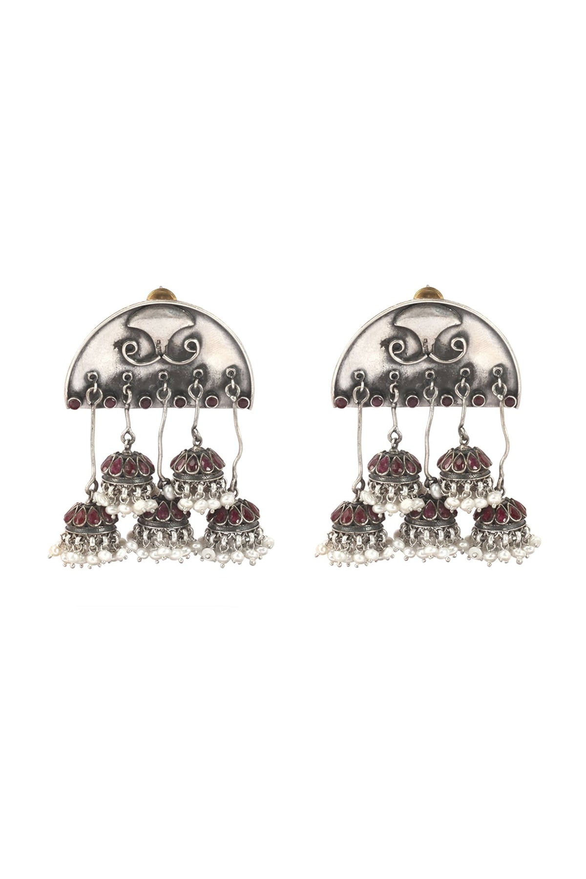 Silver Handcrafted Stud Earrings In Sterling Silver