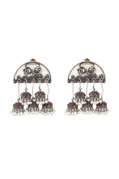 Silver Handcrafted Stud Earrings In Sterling Silver