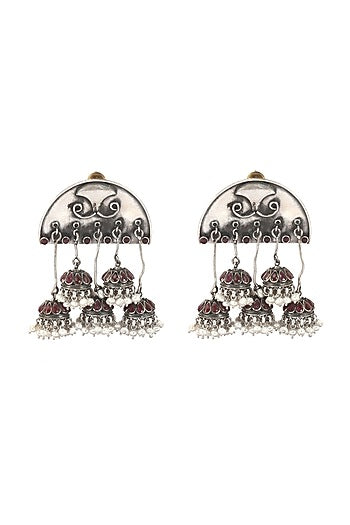 Silver Handcrafted Stud Earrings In Sterling Silver