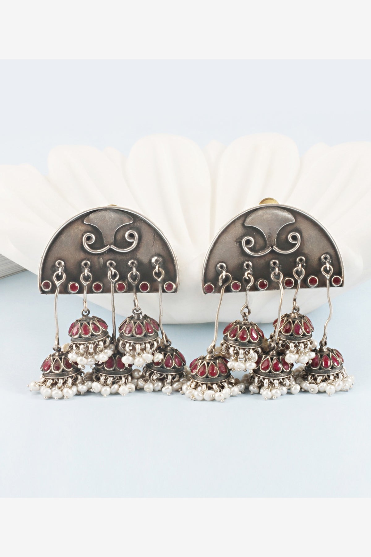 Silver Handcrafted Stud Earrings In Sterling Silver