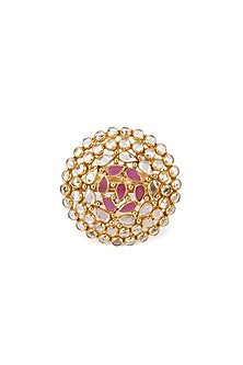 Gold Finish Handcrafted Ring In Sterling Silver