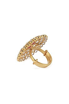 Gold Finish Handcrafted Ring In Sterling Silver