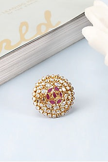 Gold Finish Handcrafted Ring In Sterling Silver