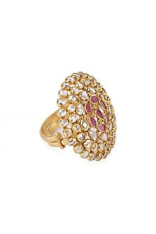 Gold Finish Handcrafted Ring In Sterling Silver