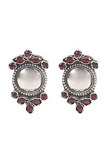 Silver Finish Handcrafted Stud Earrings In Sterling Silver