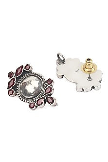 Silver Finish Handcrafted Stud Earrings In Sterling Silver