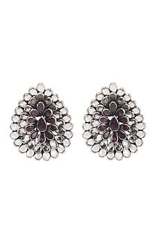 Silver Finish Stud Earrings In Sterling Silver