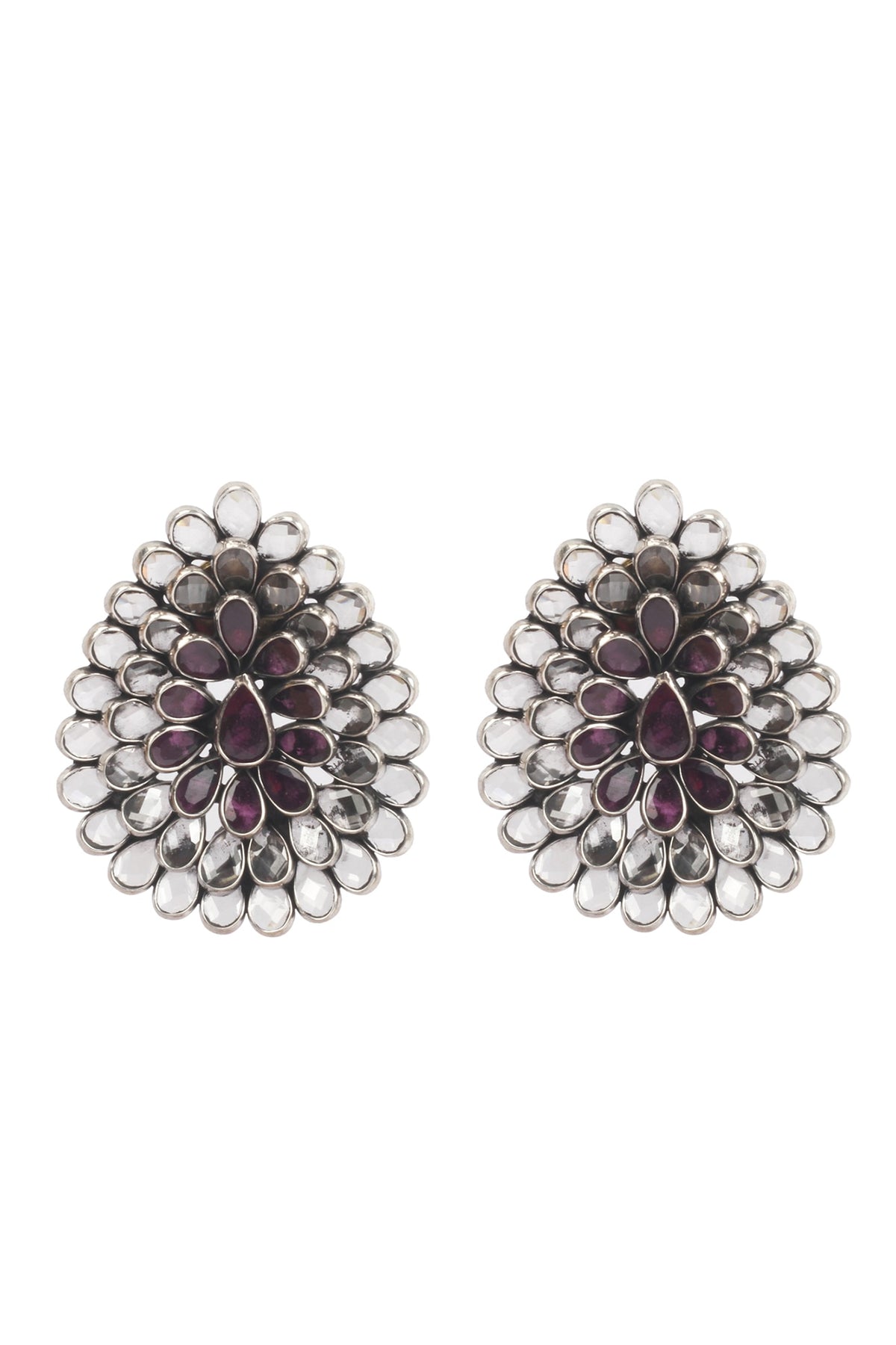 Silver Finish Stud Earrings In Sterling Silver
