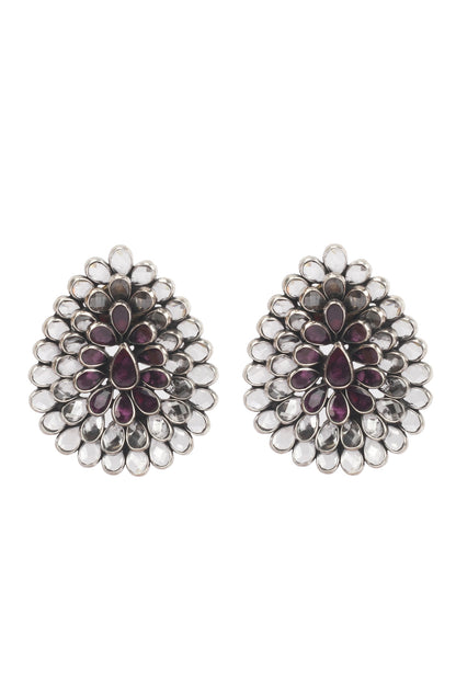 Silver Finish Stud Earrings In Sterling Silver