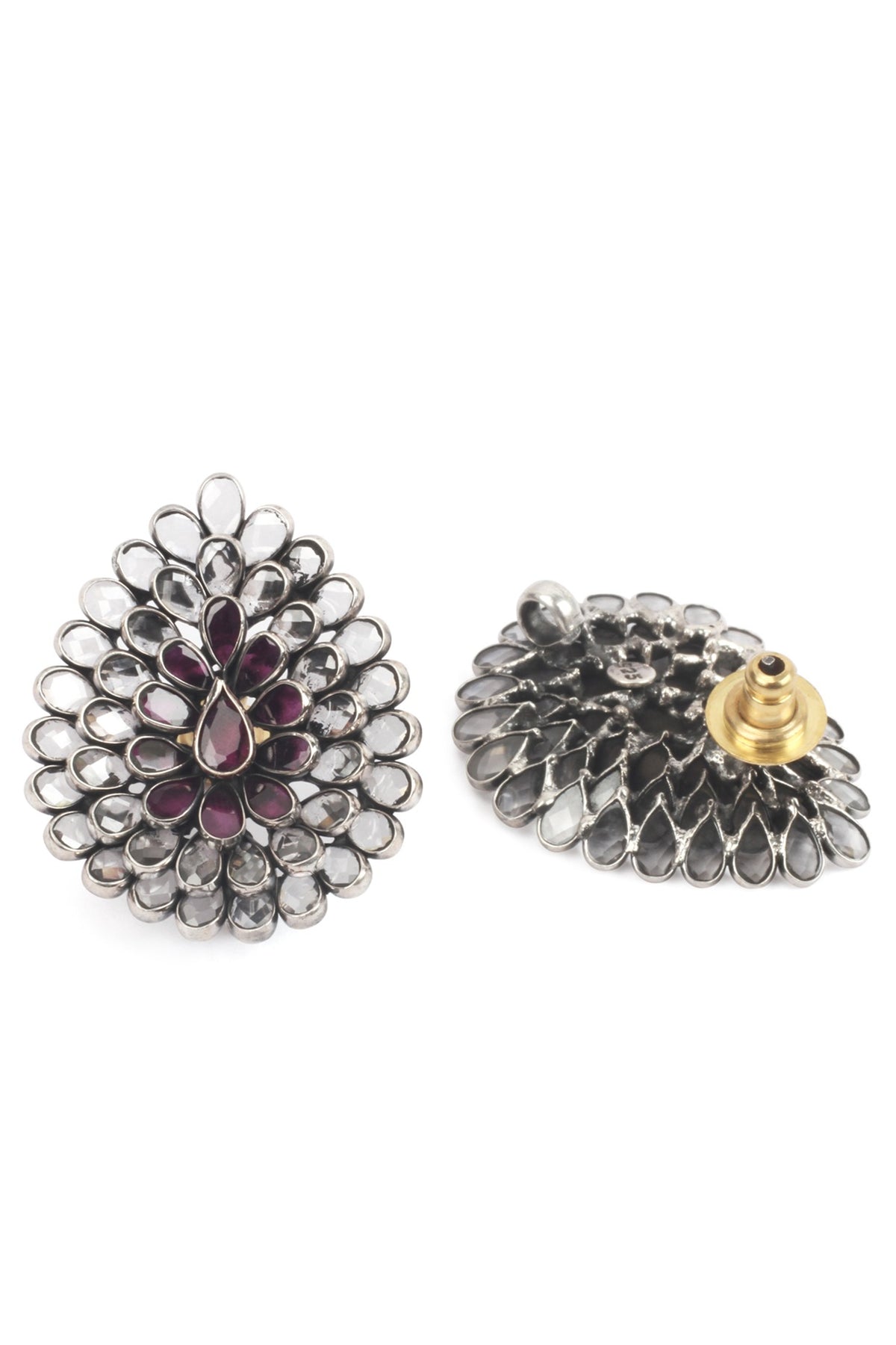 Silver Finish Stud Earrings In Sterling Silver