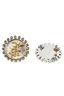 Gold Finish Handcrafted Stud Earrings In Sterling Silver
