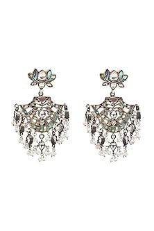 Silver Finish Handcrafted Dangler Earrings In Sterling Silver