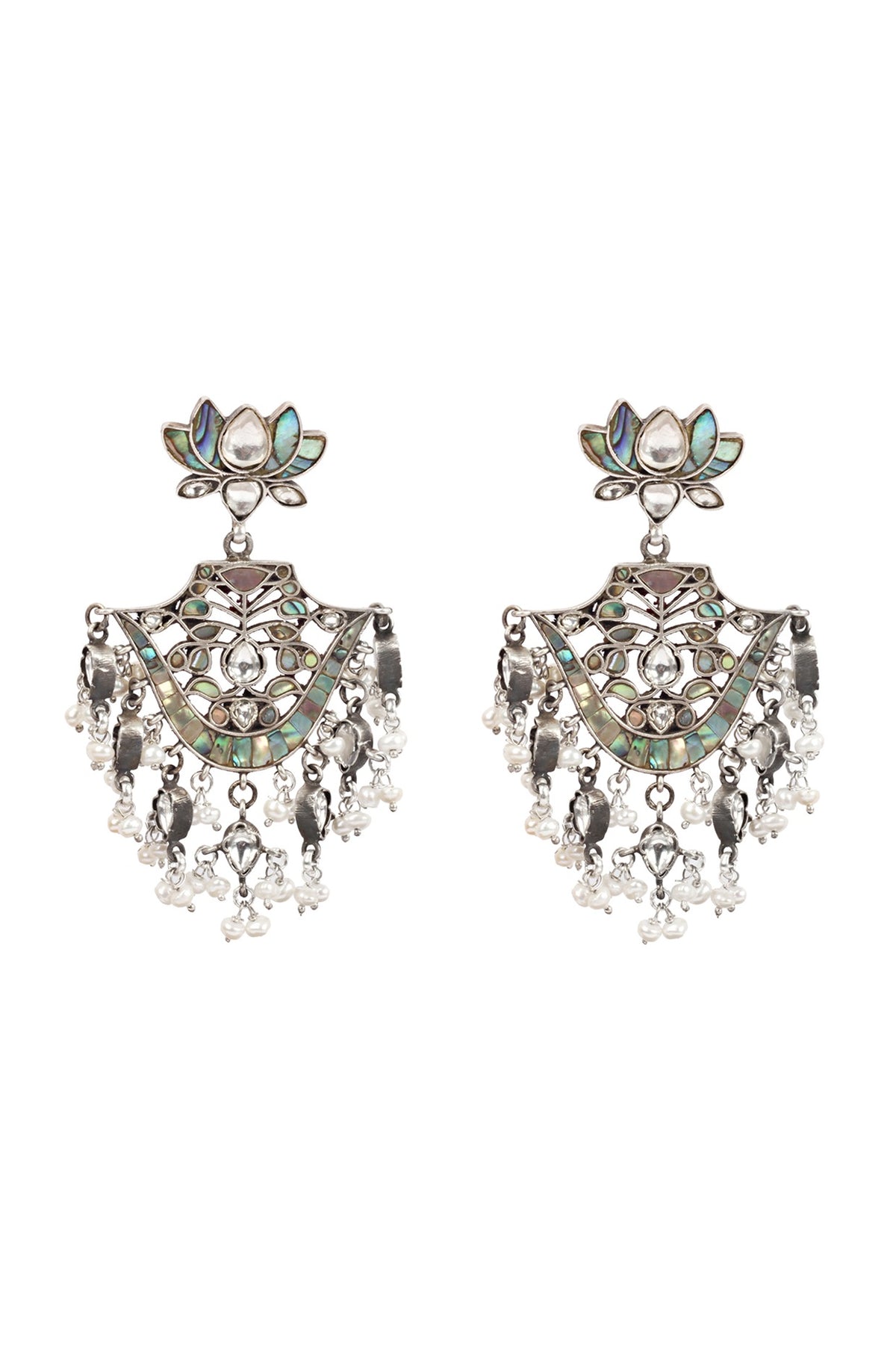 Silver Finish Handcrafted Dangler Earrings In Sterling Silver