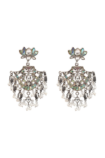 Silver Finish Handcrafted Dangler Earrings In Sterling Silver