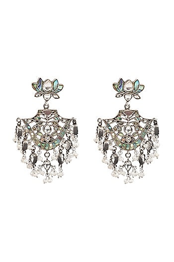 Silver Finish Handcrafted Dangler Earrings In Sterling Silver