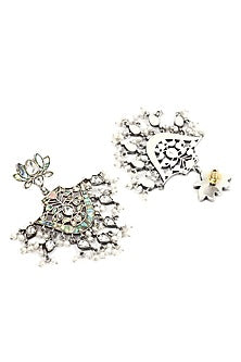 Silver Finish Handcrafted Dangler Earrings In Sterling Silver
