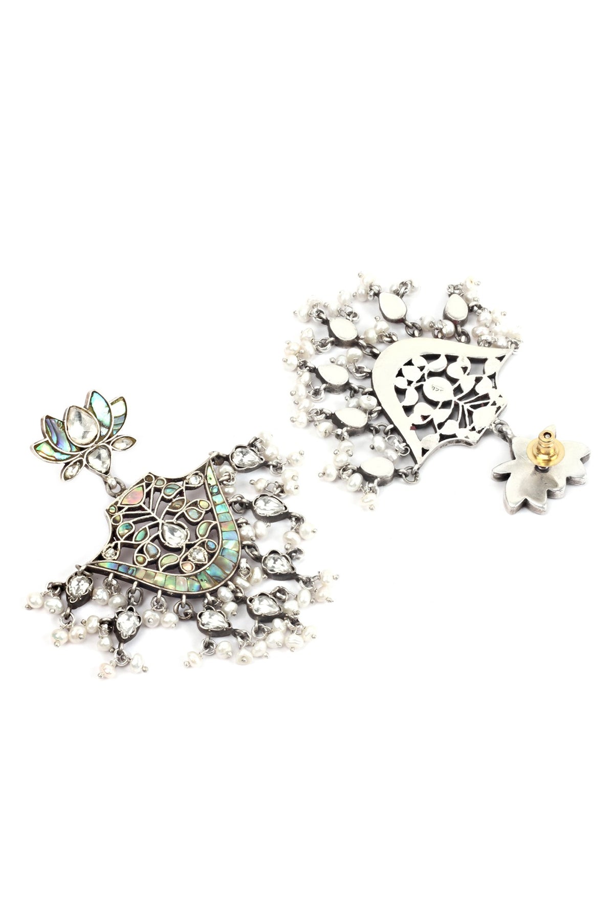 Silver Finish Handcrafted Dangler Earrings In Sterling Silver