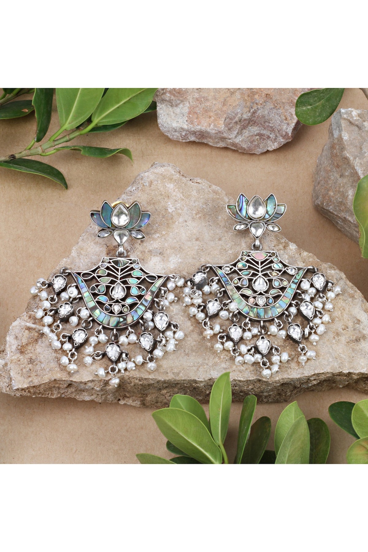 Silver Finish Handcrafted Dangler Earrings In Sterling Silver