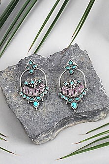 Silver Finish Stud Earrings In Sterling Silver