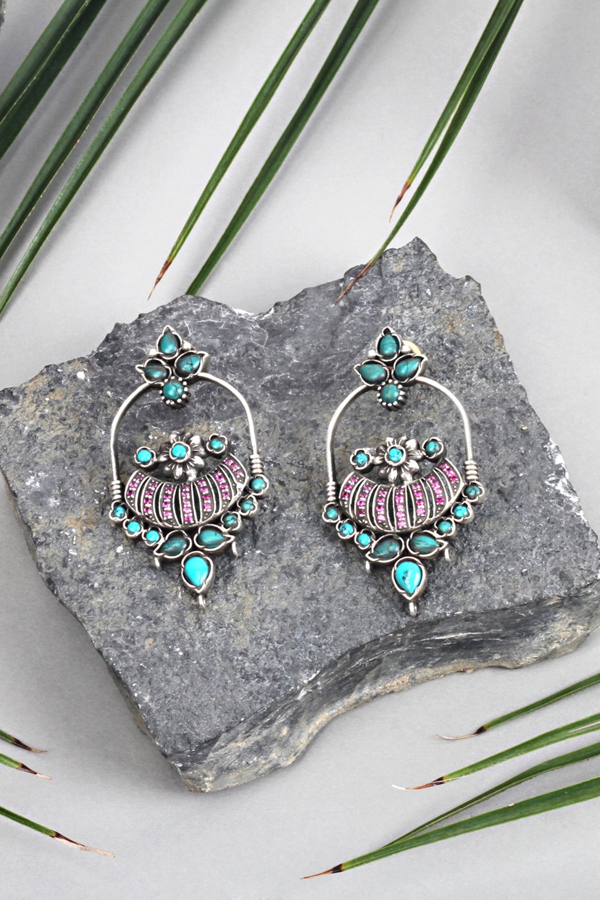 Silver Finish Stud Earrings In Sterling Silver