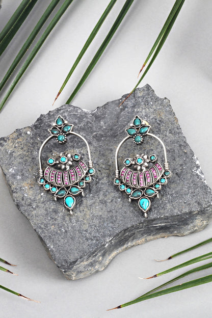 Silver Finish Stud Earrings In Sterling Silver