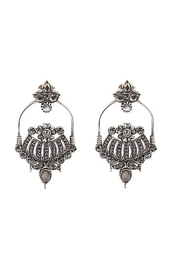 Silver Finish Stud Earrings In Sterling Silver