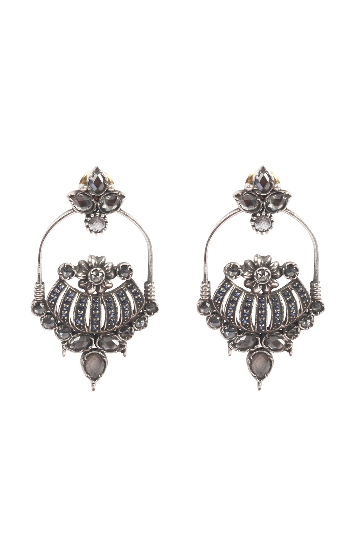 Silver Finish Stud Earrings In Sterling Silver