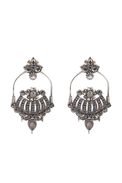 Silver Finish Stud Earrings In Sterling Silver