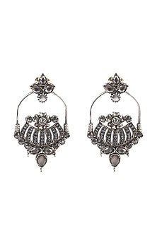 Silver Finish Stud Earrings In Sterling Silver