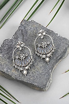 Silver Finish Stud Earrings In Sterling Silver