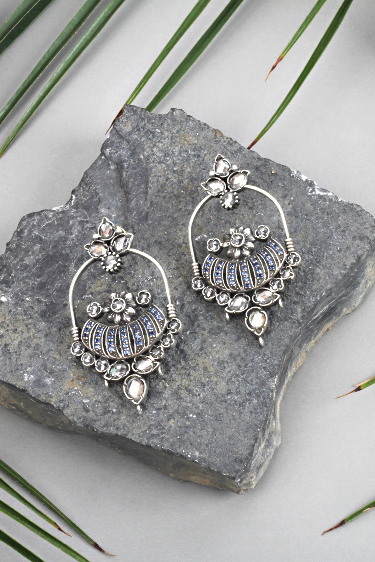 Silver Finish Stud Earrings In Sterling Silver