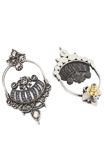Silver Finish Stud Earrings In Sterling Silver