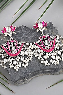 Silver Finish Dangler Earrings In Sterling Silver