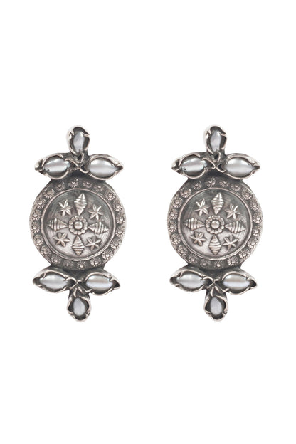 Silver Finish Stud Earrings In Sterling Silver