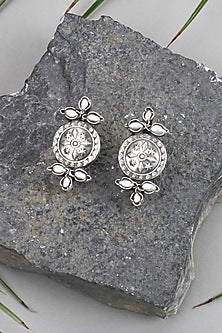 Silver Finish Stud Earrings In Sterling Silver