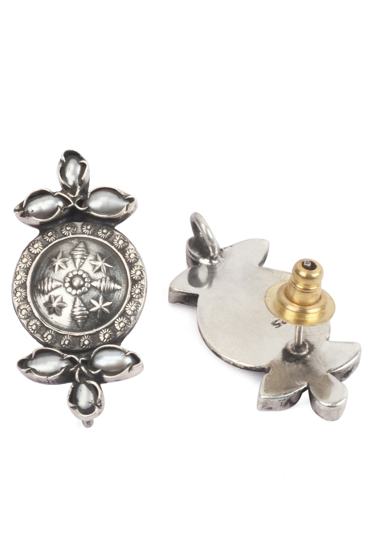 Silver Finish Stud Earrings In Sterling Silver